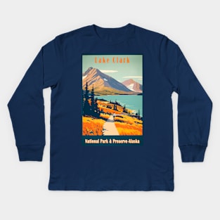 Lake Clark National Park Vintage Travel Poster Kids Long Sleeve T-Shirt